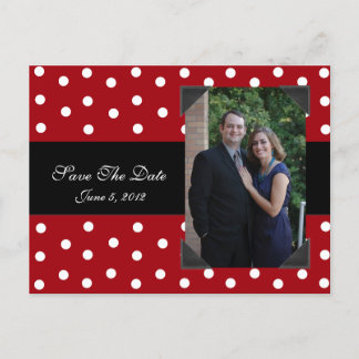 Rote und weiße Polka Punkte Save the Date Postkart Ankündigungspostkarte