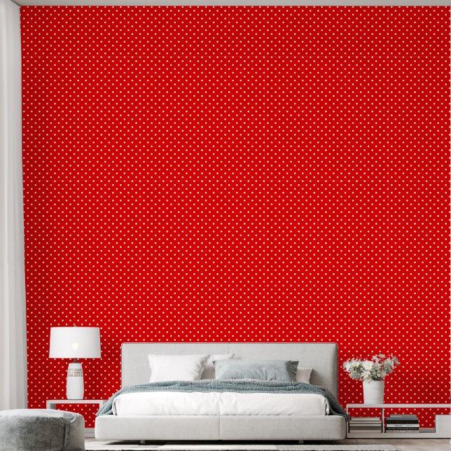 Rote und weiße Polka-Punkte Tapete (Schlafzimmer)