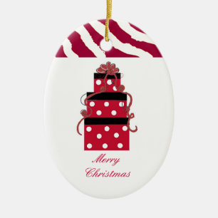 Rote und weiße Pünktchenverpackungen Keramik Ornament
