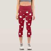 rote und weiße Punkte Capri Leggings (Vorderseite)