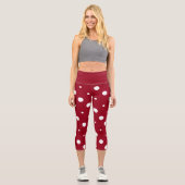 rote und weiße Punkte Capri Leggings (Vorderseite)