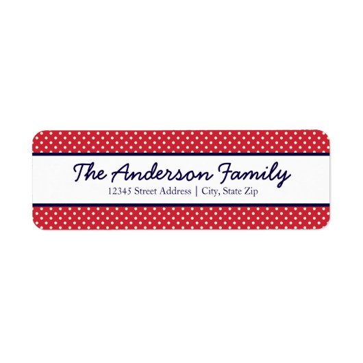Rote und weiße Punkte - Rücksendeadressen-Aufklebe (Vorne)