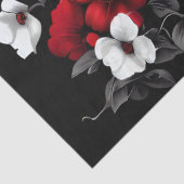 Rote und weiße Pupien auf der schwarzen Decodipage Seidenpapier (Detail)