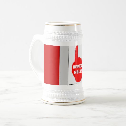 ROTE UND WEISSE REGEL BIERGLAS (Vorderseite Links)