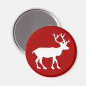 Rote und weiße Rentiere Magnet (Vorderseite/Rückseite)