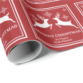 Rote und weiße Rentiere mit Schneeflocken Weihnach Geschenkpapier (Rolleneckpunkt)