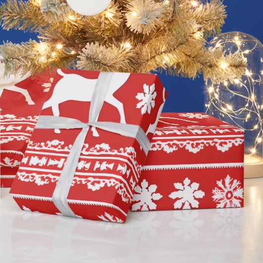 Rote und weiße Rentierflöte Moderne Weihnachten Geschenkpapier (Feiertage)