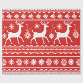 Rote und weiße Rentierflöte Moderne Weihnachten Geschenkpapier (Flach)