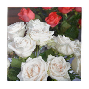 Rote und weiße Rose Blumenarrangements Fliese