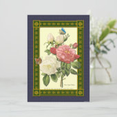 Rote und weiße Rose Botanische Einladung (Stehend Vorderseite)