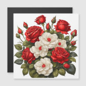 Rote und weiße Rose Magnetkarte (Vorne/Hinten)