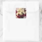 Rote und weiße Rose Quadratischer Aufkleber (Tasche)