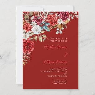 Rote und weiße Rose Rote Hochzeit Scarlet Einladung