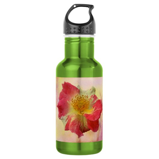 Rote und weiße Rose Trinkflasche (Vorderseite)