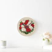 Rote und weiße Rosen Runde Wanduhr (Zuhause)