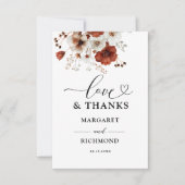 Rote und weiße Rustikale Hochzeit mit Blumen Danke (Vorderseite)