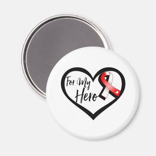 Rote und weiße Schleife für meinen Helden Magnet (Vorderseite/Rückseite)