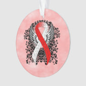 Rote und weiße Schleife mit Flügeln Ornament (Vorderseite)