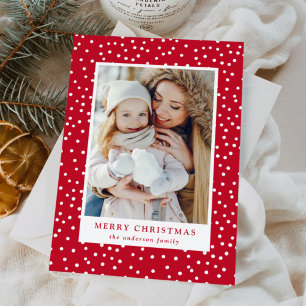 Rote und weiße Schneebälle 2 Foto Feiertagskarte