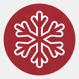 Rote und weiße Schneeflocke - Circle Sticker