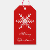 Rote und weiße Schneeflocke Geschenkanhänger (Vorderseite)