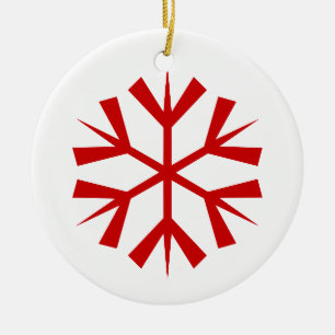 Rote und weiße Schneeflocke Keramik Ornament