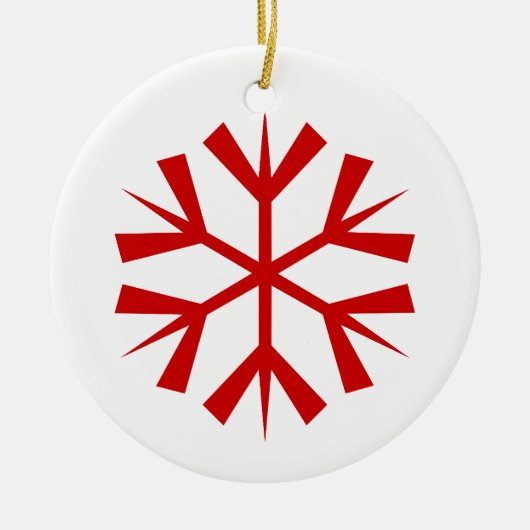Rote und weiße Schneeflocke Keramikornament (Vorne)
