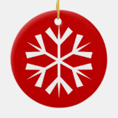 Rote und weiße Schneeflocke Keramikornament (Hinten)