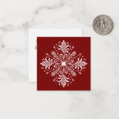 Rote und weiße Schneeflocke Mini Weihnachtskarte Mitteilungskarte (Vorderseite/Rückseite Beispiel)