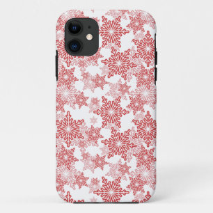 Rote und weiße Schneeflocke Nahtloses Muster Case-Mate iPhone Hülle