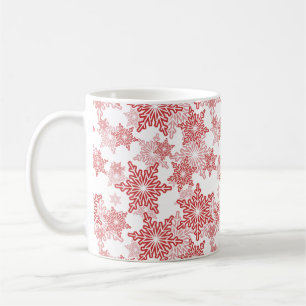 Rote und weiße Schneeflocke Nahtloses Muster Kaffeetasse