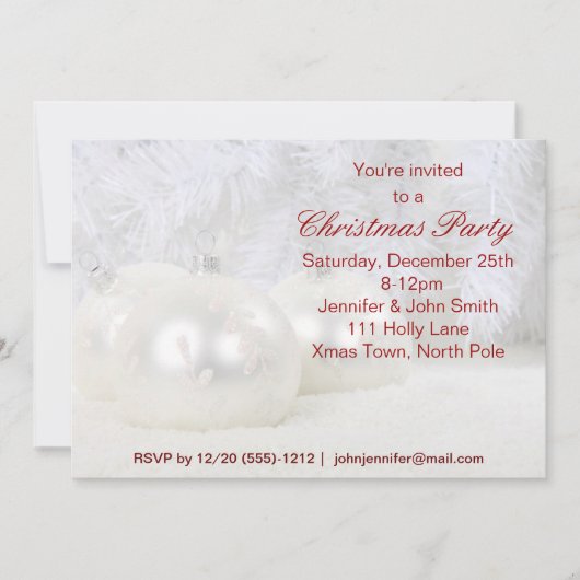 Rote und weiße Schneeflocke Ornament Weihnachtsfes Einladung (Vorderseite)