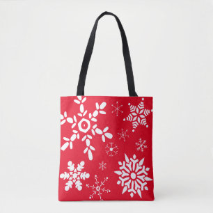 Rote und weiße Schneeflocke Tasche