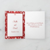 Rote und weiße Schneeflocken Danke Karte (Innenseite)