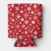Rote und weiße Schneeflocken Dosenkühler (Vorderseite)