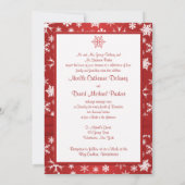 Rote und weiße Schneeflocken Einladung Hochzeit 2 (Rückseite)