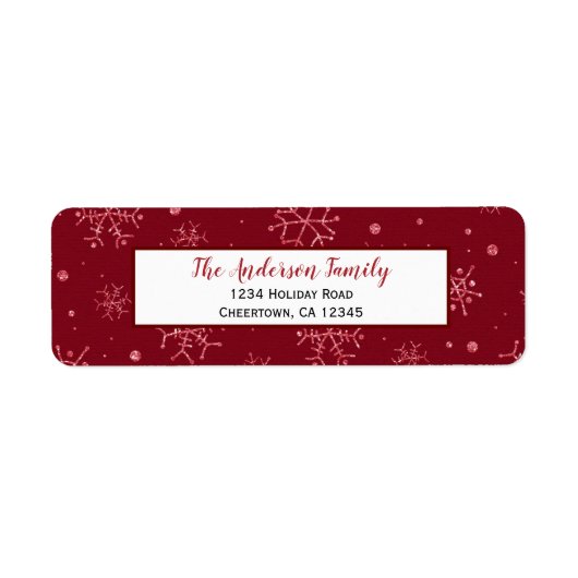 Rote und weiße Schneeflocken | Ferien-Rücksendeadr (Vorne)