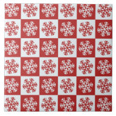 Rote und weiße Schneeflocken Fliese (Vorderseite)