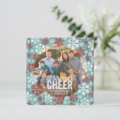 Rote und weiße Schneeflocken Foto Feiertagskarte (Stehend Vorderseite)