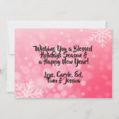 Rote und weiße Schneeflocken Foto Weihnachten Einladung (Rückseite)