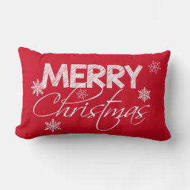 Rote und weiße Schneeflocken | Frohe Weihnachten Lendenkissen