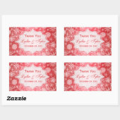 Rote und weiße Schneeflocken-Gastgeschenk Hochzeit Rechteckiger Aufkleber (Blatt)