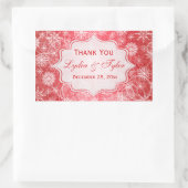 Rote und weiße Schneeflocken-Gastgeschenk Hochzeit Rechteckiger Aufkleber (Tasche)