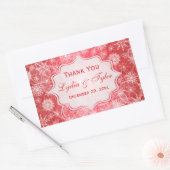 Rote und weiße Schneeflocken-Gastgeschenk Hochzeit Rechteckiger Aufkleber (Umschlag)