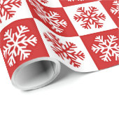 Rote und weiße Schneeflocken Geschenkpapier (Rolleneckpunkt)