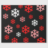 Rote und weiße Schneeflocken Geschenkpapier (Flach)