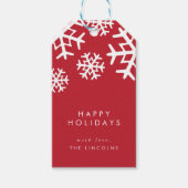 Rote und weiße Schneeflocken | Happy Holidays Geschenkanhänger (Vorderseite)