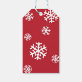 Rote und weiße Schneeflocken | Happy Holidays Geschenkanhänger (Rückseite)
