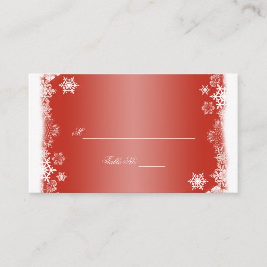 Rote und weiße Schneeflocken Hochzeiten Platzkarte (Vorderseite)