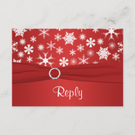 Rote und weiße Schneeflocken Hochzeitskarte RSVP Karte